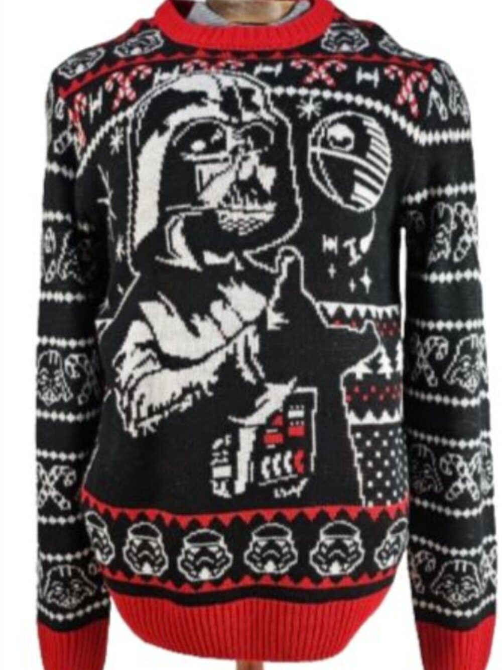 Star Wars Darth Vader Ugly Christmas Sweater Men's Medium Black Red Stormtrooper